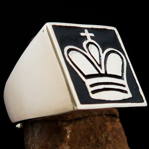Perfectly crafted Men's Chess Player Ring King's Crown Black -