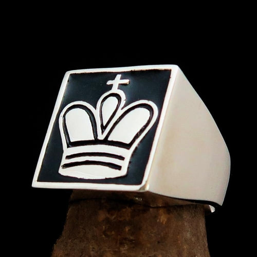 Perfectly crafted Men's Chess Player Ring King's Crown Black -