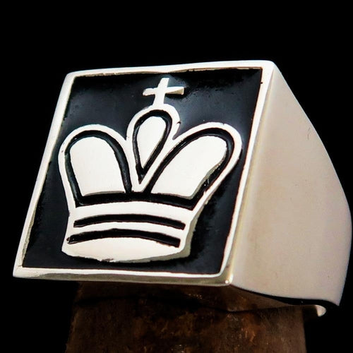 Perfectly crafted Men's Chess Player Ring King's Crown Black -