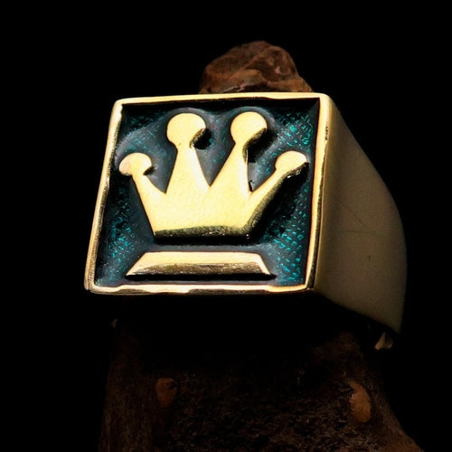 Perfectly crafted Men's Chess Player Ring Queen's Crown Blue - Solid