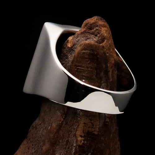 Excellent crafted Men's Chess Ring Horse Head Black - Sterling Silver