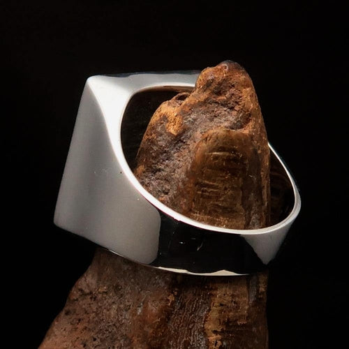 Excellent crafted Men's Chess Ring Horse Head Red - Sterling Silver