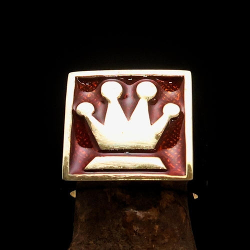 Perfectly crafted Men's Chess Player Ring Queen's Crown Orange - Solid