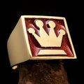 Perfectly crafted Men's Chess Player Ring Queen's Crown Orange - Solid