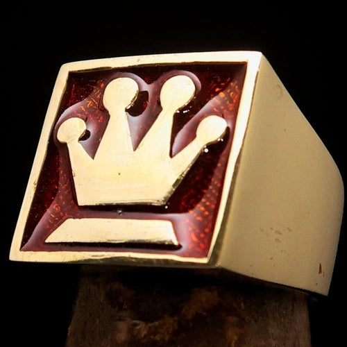 Perfectly crafted Men's Chess Player Ring Queen's Crown Orange - Solid