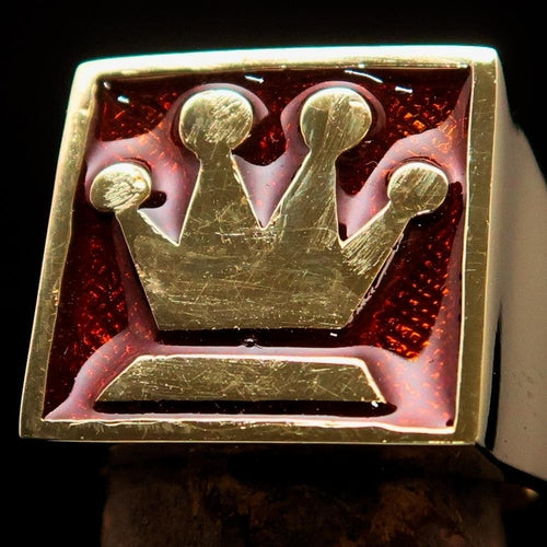 Perfectly crafted Men's Chess Player Ring Queen's Crown Orange - Solid