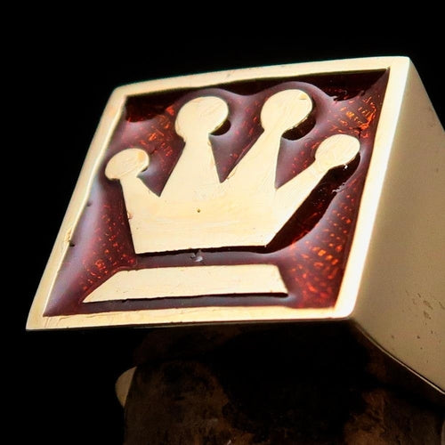 Perfectly crafted Men's Chess Player Ring Queen's Crown Orange - Solid