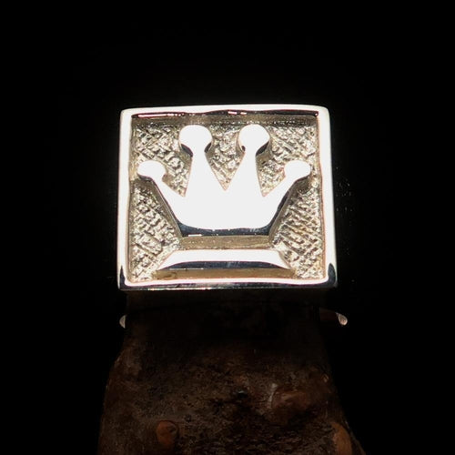 Perfectly crafted Two-Tone Matte Men's Chess Player Ring Queen's Crown