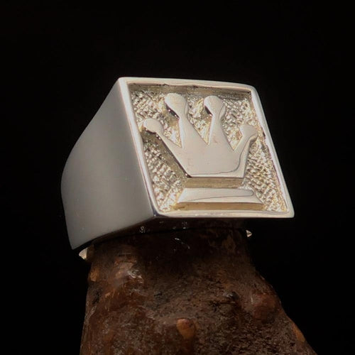 Perfectly crafted Two-Tone Matte Men's Chess Player Ring Queen's Crown