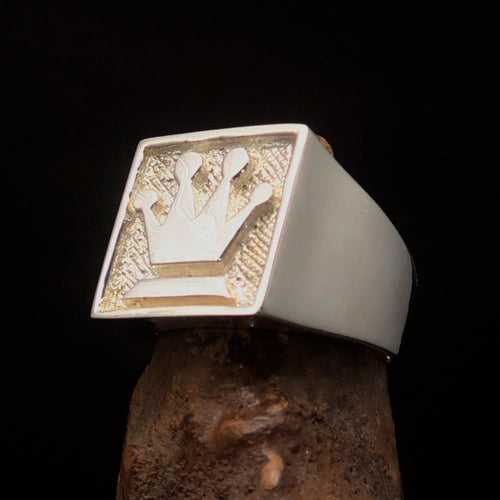 Perfectly crafted Two-Tone Matte Men's Chess Player Ring Queen's Crown
