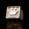 Perfectly crafted Two-Tone Matte Men's Chess Player Ring Queen's Crown