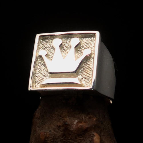 Perfectly crafted Two-Tone Matte Men's Chess Player Ring Queen's Crown