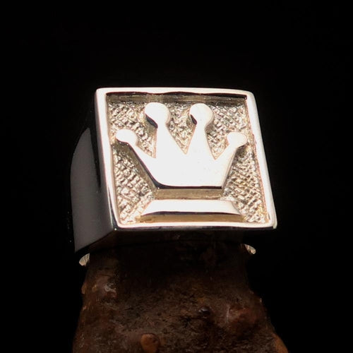 Perfectly crafted Two-Tone Matte Men's Chess Player Ring Queen's Crown