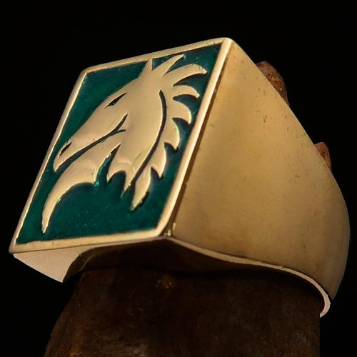 Excellent crafted Men's Chess Ring green Horse Head - Solid Brass