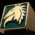 Excellent crafted Men's Chess Ring green Horse Head - Solid Brass