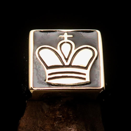 Perfectly crafted Men's Chess Player Ring Black King's Crown - Solid