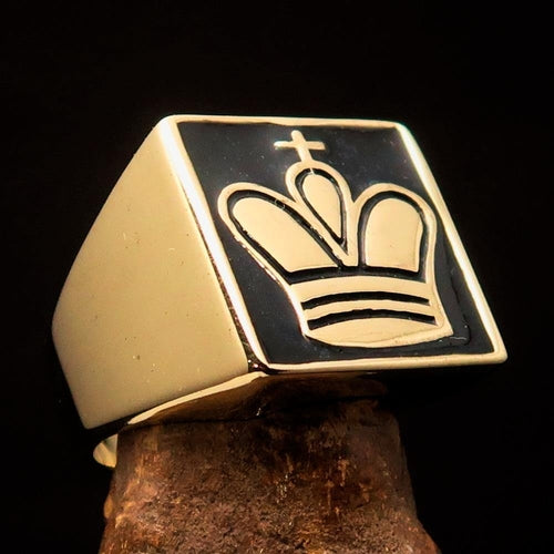 Perfectly crafted Men's Chess Player Ring Black King's Crown - Solid