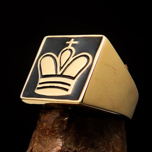 Perfectly crafted Men's Chess Player Ring Black King's Crown - Solid