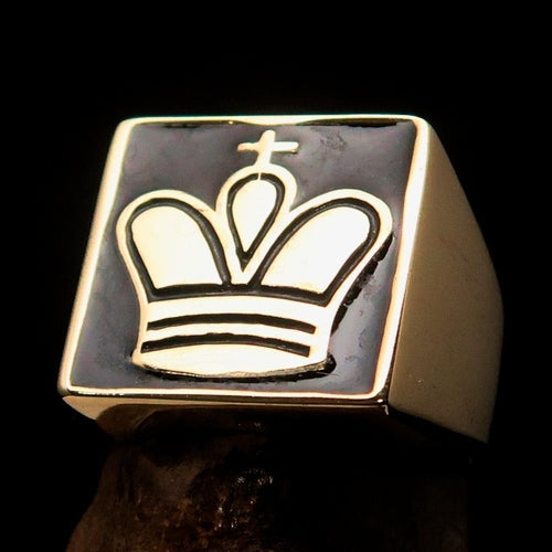Perfectly crafted Men's Chess Player Ring Black King's Crown - Solid