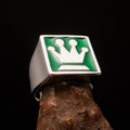 Perfectly crafted Men's Chess Player Ring Queen's Crown green -
