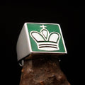 Perfectly crafted Men's Chess Player Ring King's Crown green -
